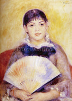 PIERRE AUGUSTE RENOIR GIRL WITH A FAN ARTIST PAINTING REPRODUCTION HANDMADE OIL