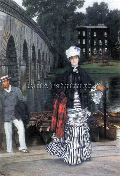 TISSOT RETURN OF THE BOAT TRIP ARTIST PAINTING REPRODUCTION HANDMADE OIL CANVAS