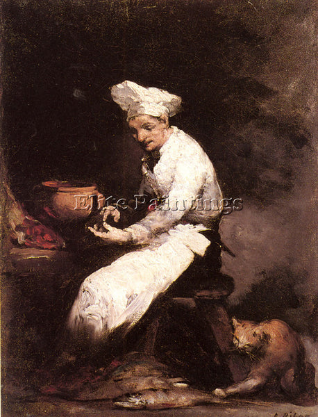 THEODULE AUGUSTINE RIBOT THE COOK AND THE CAT ARTIST PAINTING REPRODUCTION OIL