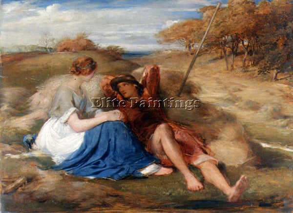 BRITISH RICHMOND GEORGE THE LOVERS OR THE HARVESTERS ARTIST PAINTING HANDMADE