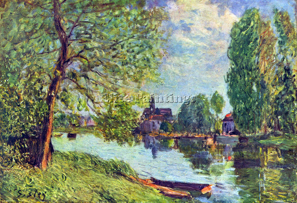 ALFRED SISLEY RIVER LANDSCAPE AT MORET SUR LOING ARTIST PAINTING HANDMADE CANVAS