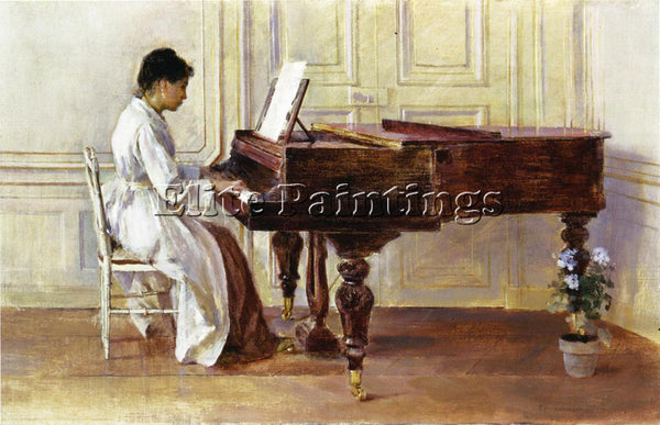 THEODORE ROBINSON AT THE PIANO ARTIST PAINTING REPRODUCTION HANDMADE OIL CANVAS