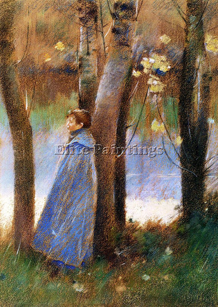 THEODORE ROBINSON FIGURE IN A LANDSCAPE ARTIST PAINTING REPRODUCTION HANDMADE