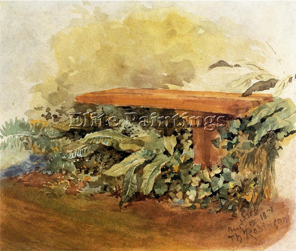THEODORE ROBINSON GARDEN BENCH WITH FERNS ARTIST PAINTING REPRODUCTION HANDMADE