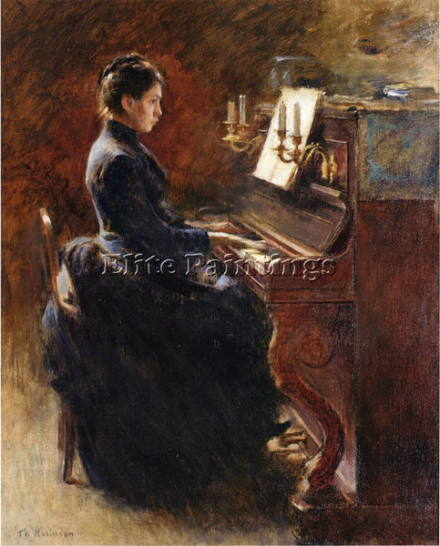 THEODORE ROBINSON GIRL AT PIANO ARTIST PAINTING REPRODUCTION HANDMADE OIL CANVAS