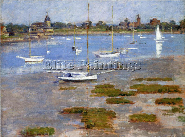 THEODORE ROBINSON LOW TIDE THE RIVERSIDE YACHT CLUB ARTIST PAINTING REPRODUCTION