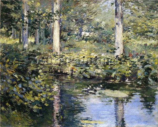 THEODORE ROBINSON THE DUCK POND ARTIST PAINTING REPRODUCTION HANDMADE OIL CANVAS