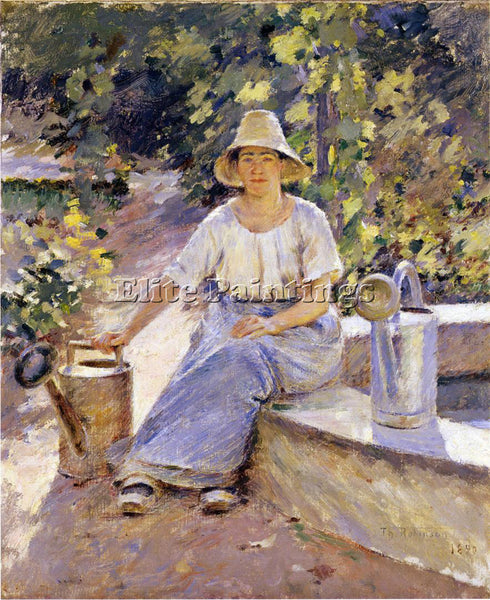 THEODORE ROBINSON WATERING POTS ARTIST PAINTING REPRODUCTION HANDMADE OIL CANVAS