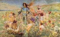 GEORGES ANTOINE ROCHEGROSSE THE KNIGHT OF THE FLOWERS ARTIST PAINTING HANDMADE