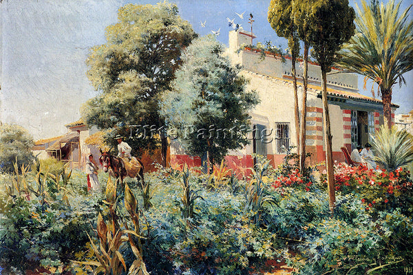MANUEL GARCIA Y RODRIGUEZ A MEDITERRANEAN VILLAGE ARTIST PAINTING REPRODUCTION