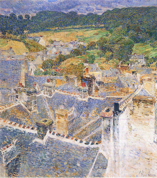 HASSAM ROOFS PONT AVEN ARTIST PAINTING REPRODUCTION HANDMADE CANVAS REPRO WALL