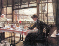 TISSOT ROOM WITH A GLANCE FROM THE PORT ARTIST PAINTING REPRODUCTION HANDMADE
