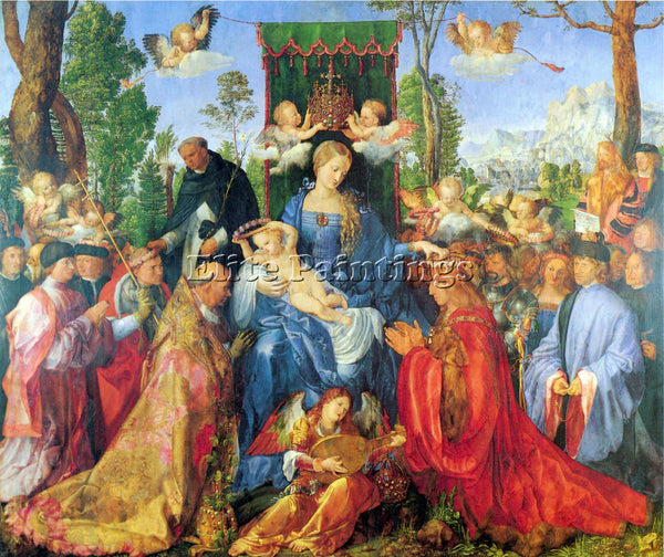DURER ROSARY ALTAR ARTIST PAINTING REPRODUCTION HANDMADE CANVAS REPRO WALL DECO