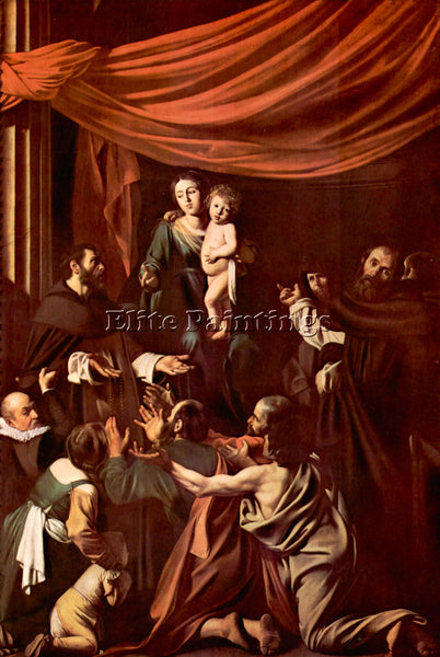 CARAVAGGIO ROSARY MADONNA ARTIST PAINTING REPRODUCTION HANDMADE OIL CANVAS REPRO