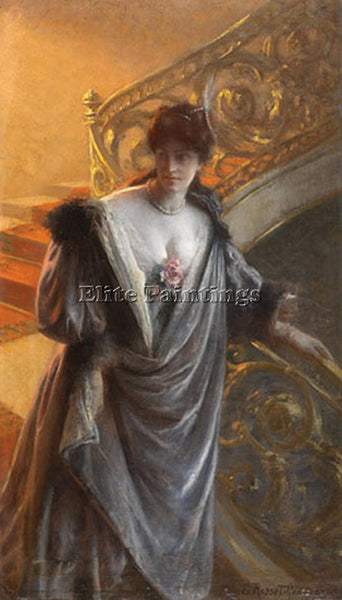 FRENCH ROSSET GRANGER PAUL EDOUARD LADY ON STAIRCAES ARTIST PAINTING HANDMADE