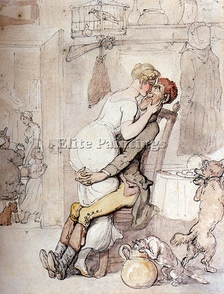 THOMAS ROWLANDSON A KISS IN THE KITCHEN ARTIST PAINTING REPRODUCTION HANDMADE