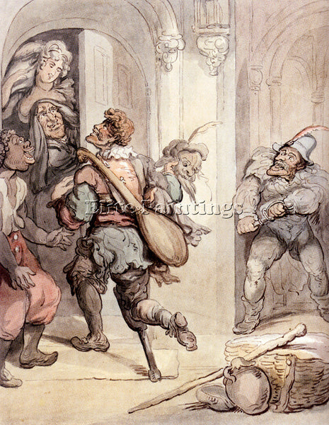 THOMAS ROWLANDSON TRAVELLING PLAYERS ARTIST PAINTING REPRODUCTION HANDMADE OIL