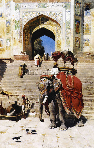 EDWIN LORD-WEEKS ROYAL ELEPHANT ARTIST PAINTING REPRODUCTION HANDMADE OIL CANVAS