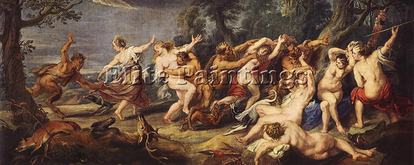 PETER RUBENS DIANA AND HER NYMPHS SURPRISED BY THE FAUNS ARTIST PAINTING CANVAS