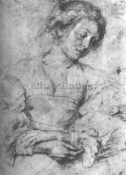 PETER PAUL RUBENS PORTRAIT OF A YOUNG WOMAN CHALK ARTIST PAINTING REPRODUCTION