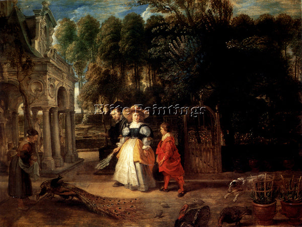 PETER PAUL RUBENS IN HIS GARDEN WITH HELENA FOURMENT ARTIST PAINTING HANDMADE