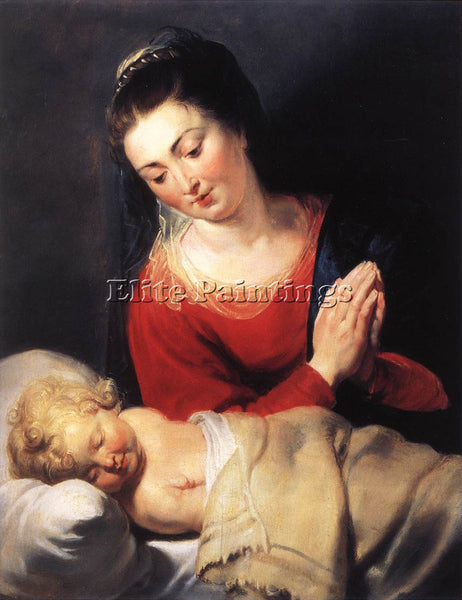 PETER RUBENS VIRGIN IN ADORATION BEFORE THE CHRIST CHILD ARTIST PAINTING CANVAS