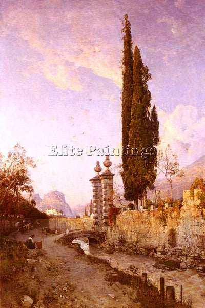 FRENCH RUSS ROBERT LANDSCAPE IN NORTHERN ITALY ARTIST PAINTING REPRODUCTION OIL