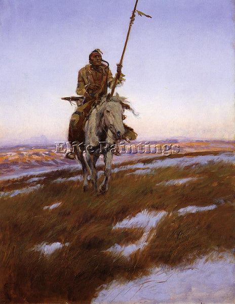 CHARLES RUSSELL A CREE INDIAN ARTIST PAINTING REPRODUCTION HANDMADE CANVAS REPRO