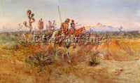 CHARLES RUSSELL NAVAJO TRACKERS ARTIST PAINTING REPRODUCTION HANDMADE OIL CANVAS