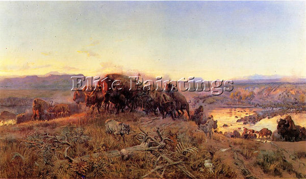 CHARLES RUSSELL WHEN THE LAND BELONGED TO GOD ARTIST PAINTING REPRODUCTION OIL