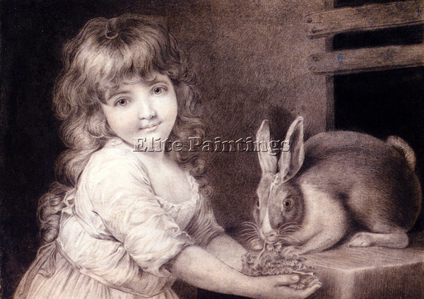 JOHN RUSSELL THE FAVOURITE RABBIT ARTIST PAINTING REPRODUCTION HANDMADE OIL DECO