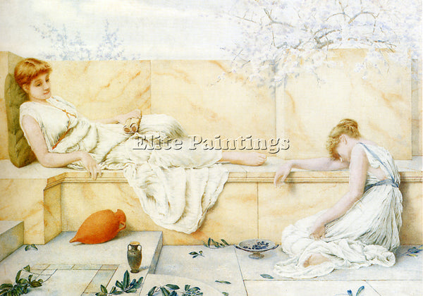 HENRY RYLAND TWO CLASSICAL FIGURES RECLINING ARTIST PAINTING HANDMADE OIL CANVAS