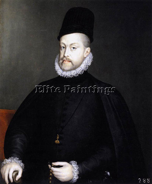 ALONSO SANCHEZ COELLO PHILIP II HOLDING A ROSARY ARTIST PAINTING HANDMADE CANVAS