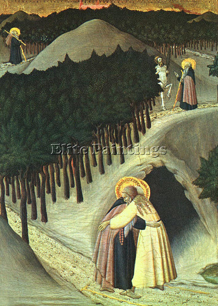 SASSETTA  THE MEETING OF ST ANTHONY AND ST PAUL ARTIST PAINTING REPRODUCTION OIL