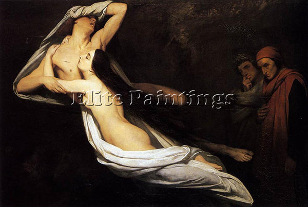 SCHEFFER THE GHOSTS PAOLO AND FRANCESCA APPEAR TO DANTE AND VIRGIL 1835 PAINTING