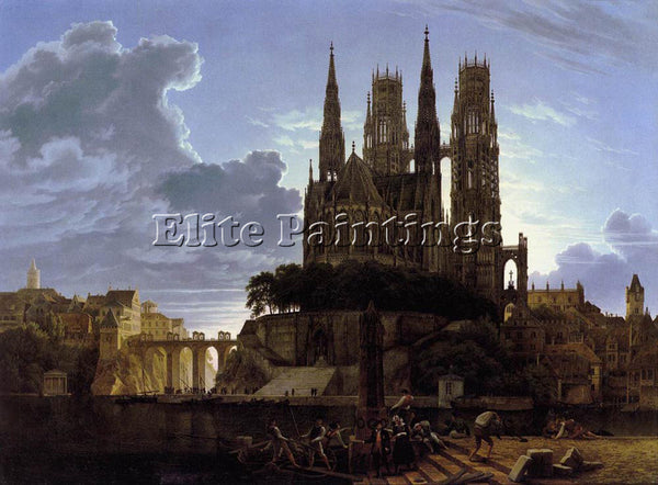 KARL FRIEDRICH SCHINKEL MEDIEVAL TOWN BY WATER ARTIST PAINTING REPRODUCTION OIL