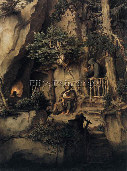 MORITZ VON SCHWIND A PLAYER WITH A HERMIT ARTIST PAINTING REPRODUCTION HANDMADE