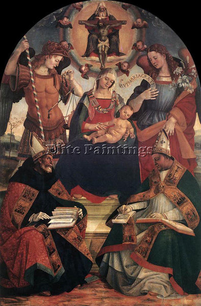 LUCA SIGNORELLI THE TRINITY THE VIRGIN AND TWO SAINTS ARTIST PAINTING HANDMADE