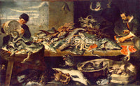 FRANS SNYDERS FISH SHOP 1 ARTIST PAINTING REPRODUCTION HANDMADE OIL CANVAS REPRO