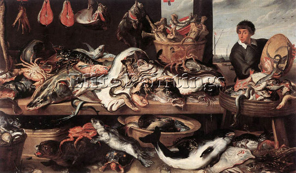 FRANS SNYDERS FISHMONGERS ARTIST PAINTING REPRODUCTION HANDMADE OIL CANVAS REPRO