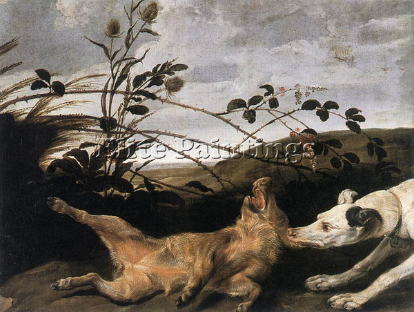 FRANS SNYDERS GREYHOUND CATCHING A YOUNG WILD BOAR ARTIST PAINTING REPRODUCTION
