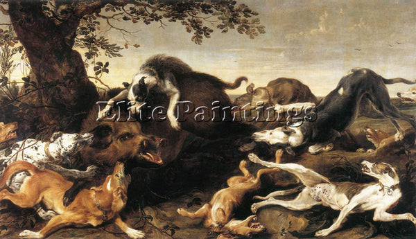 FRANS SNYDERS WILD BOAR HUNT 1 ARTIST PAINTING REPRODUCTION HANDMADE OIL CANVAS