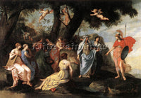 FRENCH STELLA JACQUES MINERVA AND THE MUSES ARTIST PAINTING HANDMADE OIL CANVAS