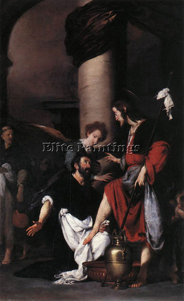 STROZZI BERNARDO ST AUGUSTINE WASHING THE FEET OF CHRIST ARTIST PAINTING CANVAS