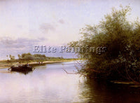 EMILIO SANCHEZ-PERRIER FISHERMAN AND WASHERWOMEN BY THE RIVER PAINTING HANDMADE