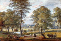 PAUL SANDBY FORESTERS IN WINDSOR GREAT PARK ARTIST PAINTING HANDMADE OIL CANVAS