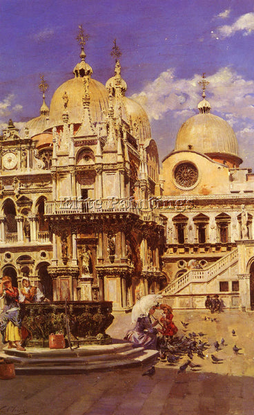 SPANISH SANZ ULPIANO CHECA Y PIAZZA SAN MARCO ARTIST PAINTING REPRODUCTION OIL