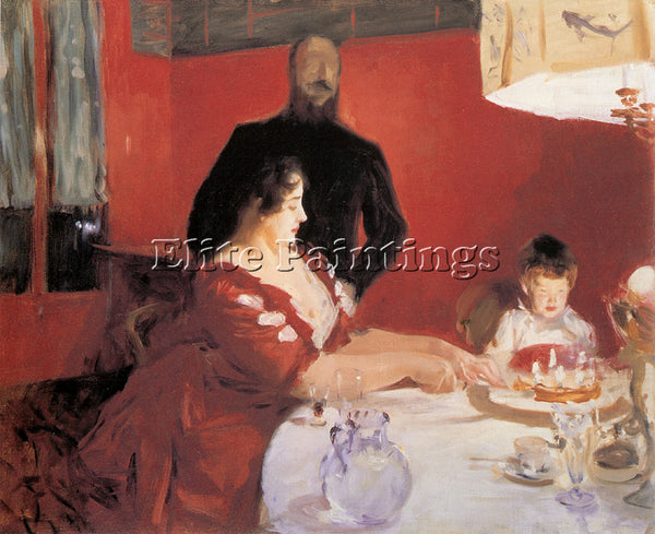 JOHN SINGER SARGENT FETE FAMILIALE THE BIRTHDAY PARTY ARTIST PAINTING HANDMADE