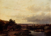 AUSTRIAN SCHELFHOUT ANDREAS A SUMMER LANDSCAPE WITH A FERRY ARTIST PAINTING OIL