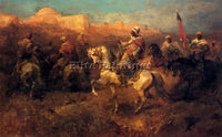 ADOLF SCHREYER ARAB HORSEMEN ON THE MARCH ARTIST PAINTING REPRODUCTION HANDMADE